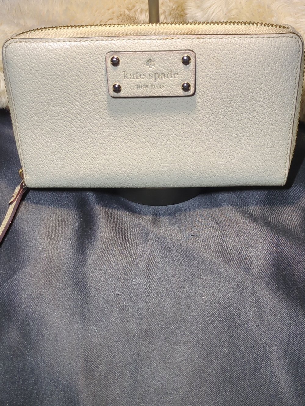 kate spade cream pebble leather zip-around wallet NOW ONLY $55